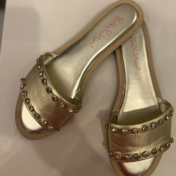 Lilly Pulitzer Rachel Gold Slides- Size 8 - Picture 2 of 4